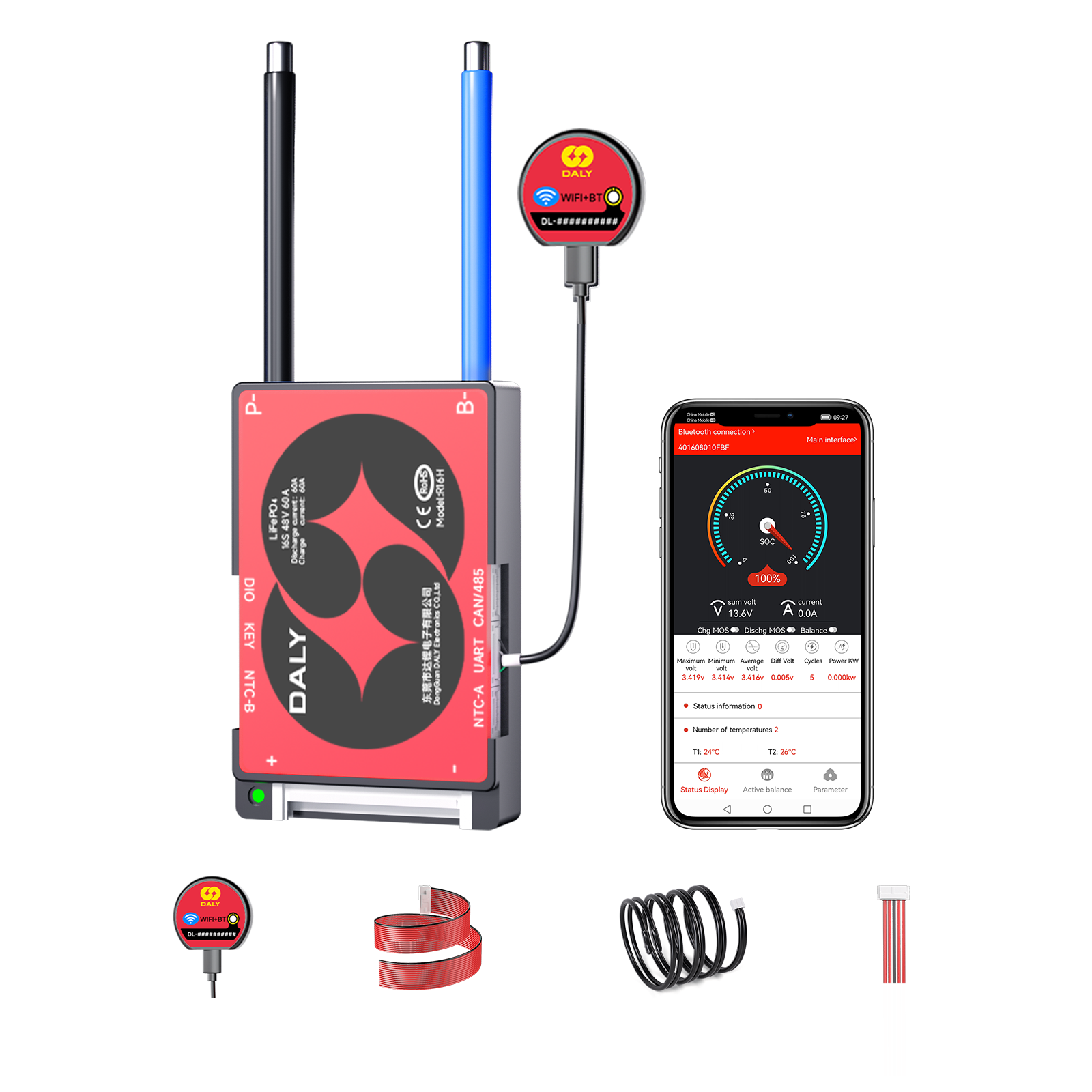 DALY スマートな BMS 李ライオン/Lifepo4 3~24S のイコライザーおよびケーブル配列の探知器  電動三輪車用卸売Hシリーズ生産DALYスマートBMS LifePo4バッテリー4S 12V 12S 36V 40A 60Aメーカーとサプライヤー|  Daly