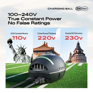 DALY Smart 48V 60V 72V 84V 1500W 13-24 ýaş aralygyndaky çagalar üçin 15A 20A 25A litium zarýad beriji, elektrik ulaglary, golf arabalary, awtoulag awtoulaglary, elektrik forkliftleri üçin suw geçirmeýän IP67 we Bluetooth aragatnaşygy bilen ulanylýar.