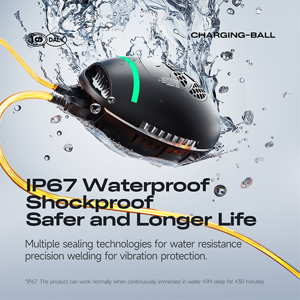 DALY Smart 48V 60V 72V 84V 1500W 13-24 ýaş aralygyndaky çagalar üçin 15A 20A 25A litium zarýad beriji, elektrik ulaglary, golf arabalary, awtoulag awtoulaglary, elektrik forkliftleri üçin suw geçirmeýän IP67 we Bluetooth aragatnaşygy bilen ulanylýar. Görkezilen surat.