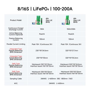 DALY BMS| Smart Home Storage BMS | 8S–16S LiFePO4/NCM | 100A/200A| 10A Parallel Protection | 2A Active Balancing | Automatic Inverter Protocol Recognition