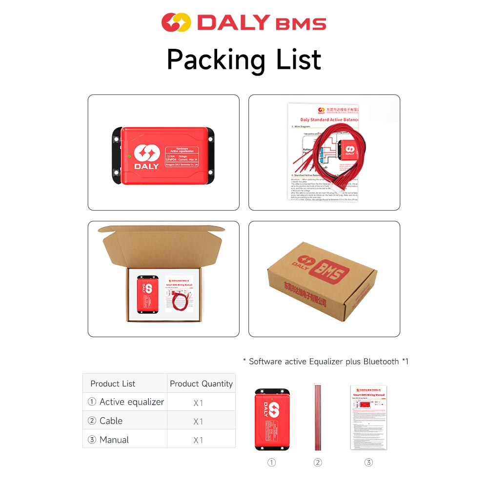 ከDALY 3S እስከ 16S 1A የሃርድዌር አክቲቭ ባላነር ጋር ያለው ቢኤምኤስ ተለይቶ የቀረበ ምስል