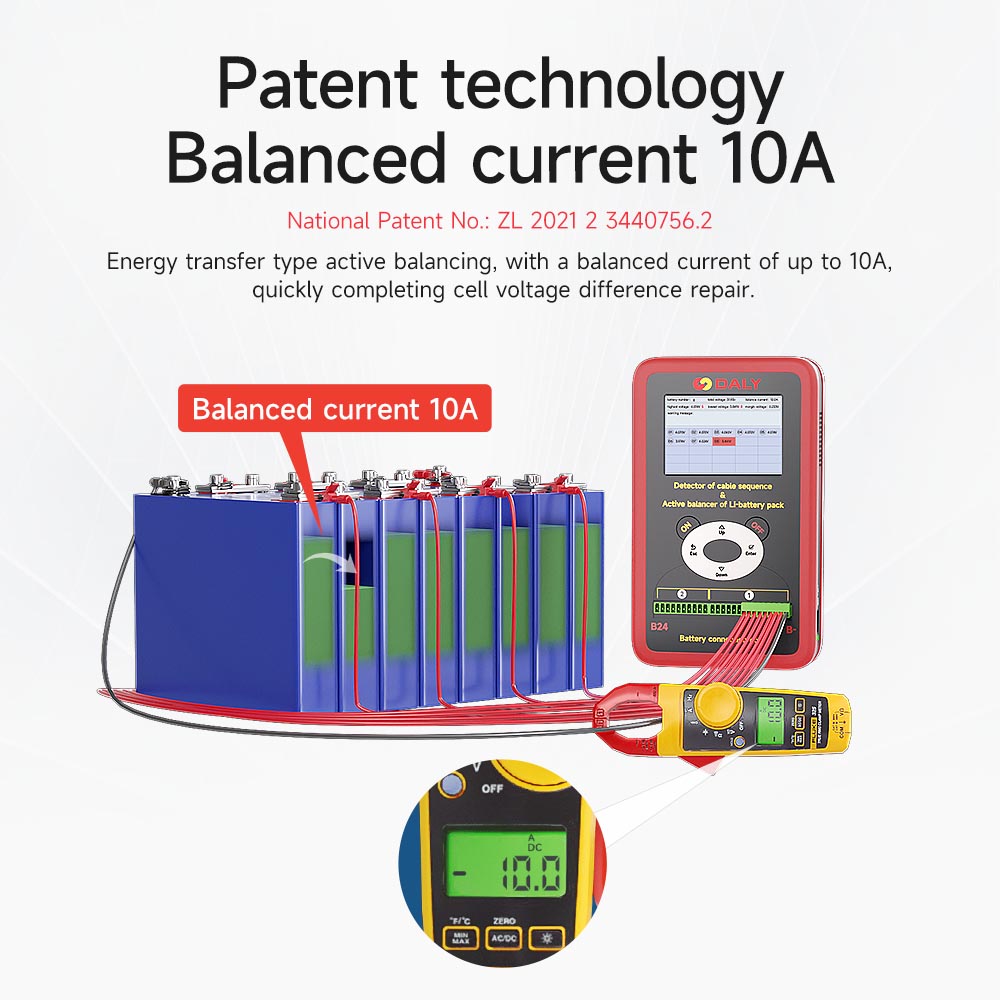 Lifepo4 Bms Equalizer Kev Ntsuas Tshuab 3S-24S Nrog 10A Active Balancer Featured Duab