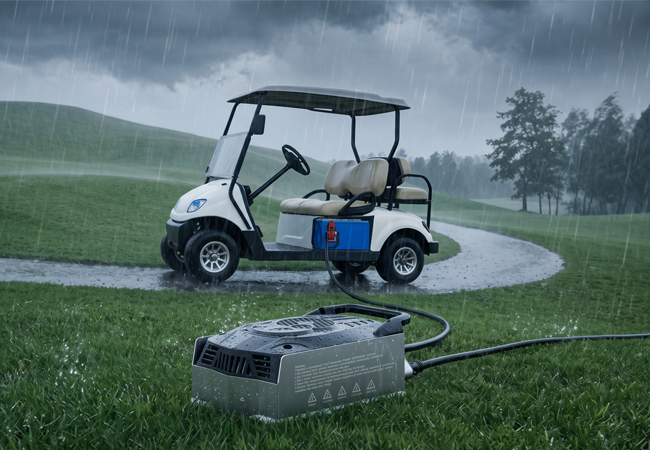 charging outdoors in rain