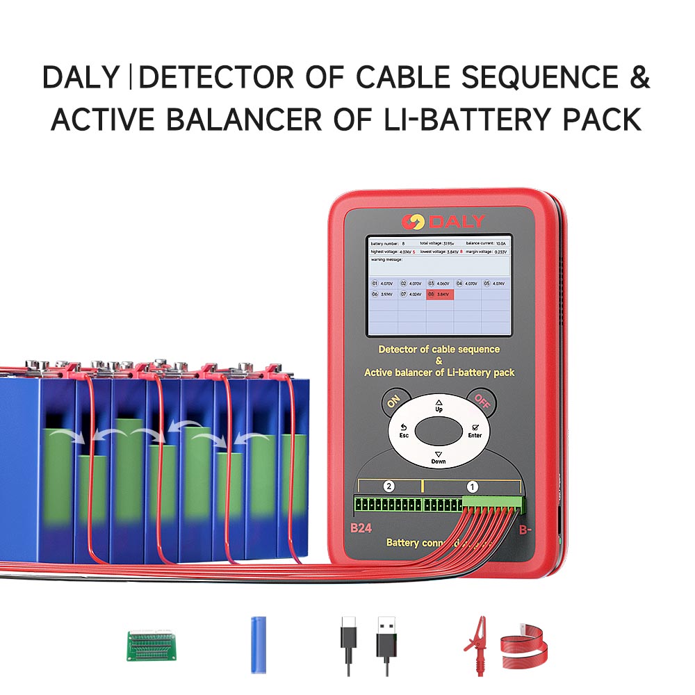 Lifepo4 Bms Equalizer Kev Ntsuas Tshuab 3S-24S Nrog 10A Active Balancer Featured Duab