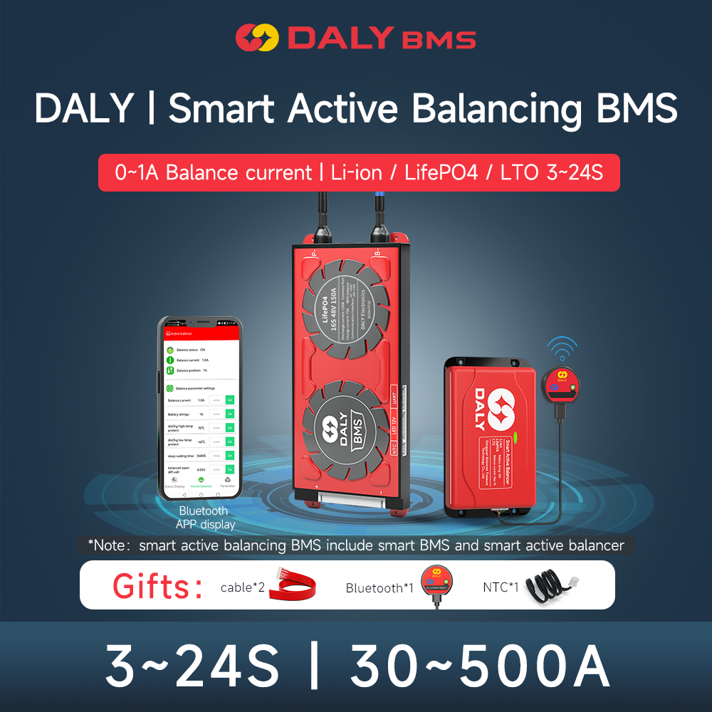 Daly Lithium Fais maus taus 1A nquag balancer lifepo4 16s 48V bms Featured Duab