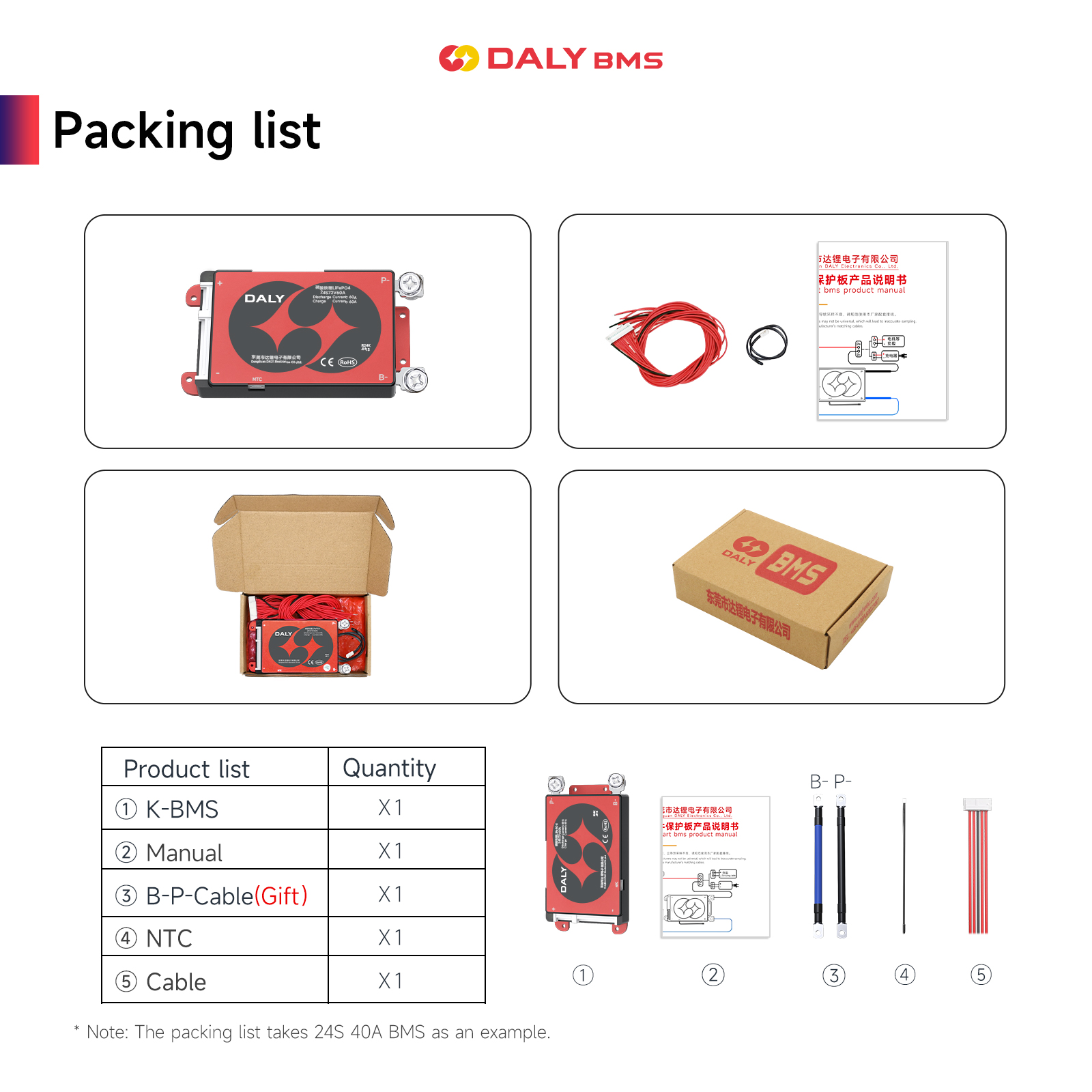 Elektrisches BMS DALY K-Serie Standard-BMS 3S bis 24S 40A 60A 100A Abbildung